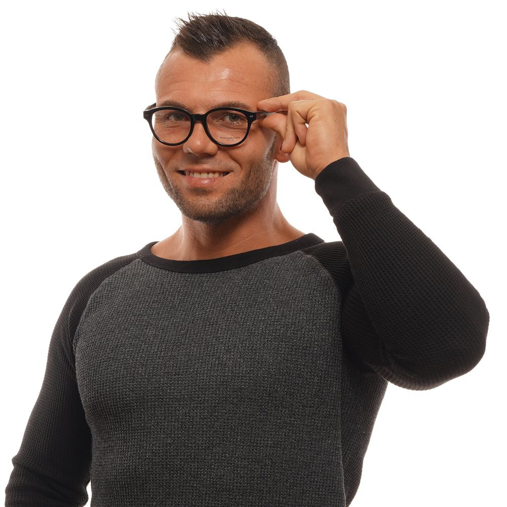 Ermenegildo Zegna Men’s Optical Glasses – Black Round Frame, 51mm