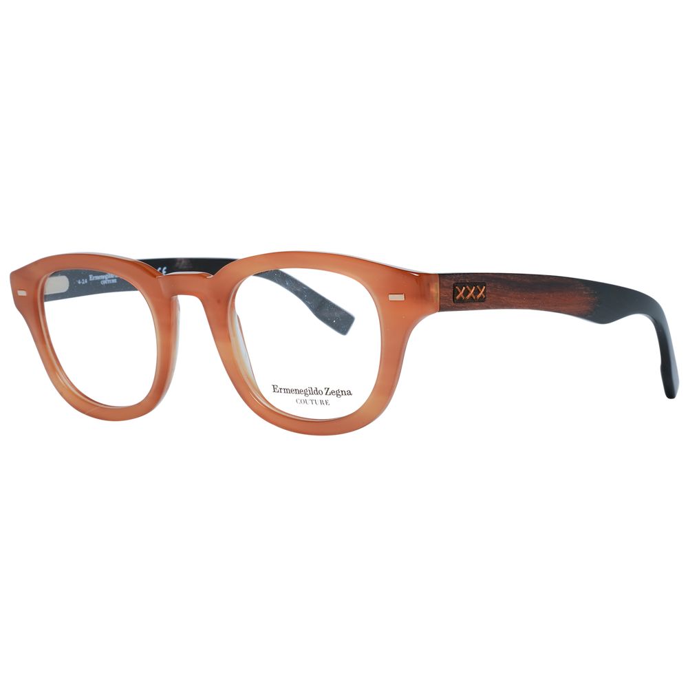 Ermenegildo Zegna Men’s Optical Frames – Brown Round Frame, 47mm