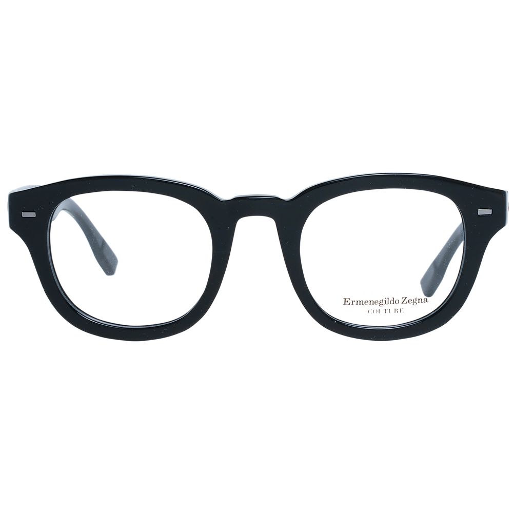 Ermenegildo Zegna Men’s Optical Glasses – Black Round Frame, 47mm