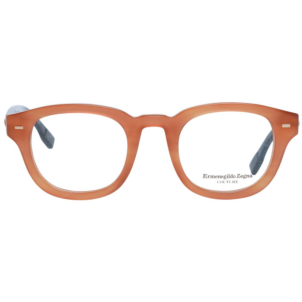 Ermenegildo Zegna Men’s Optical Frames – Brown Round Frame, 47mm