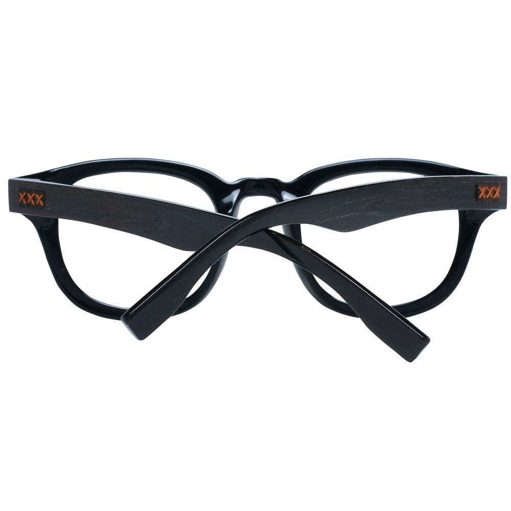 Ermenegildo Zegna Men’s Optical Glasses – Black Round Frame, 47mm
