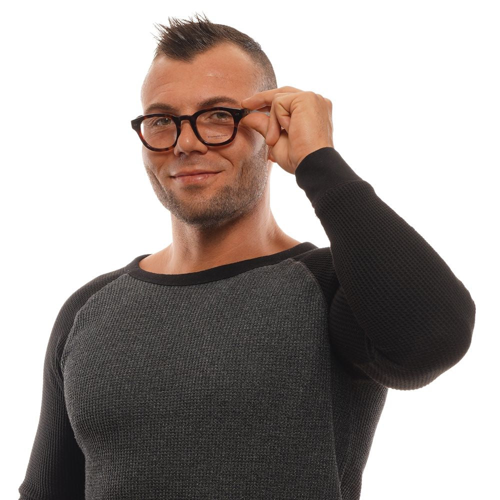 Ermenegildo Zegna Men’s Optical Glasses – Brown Round Frame, 47mm