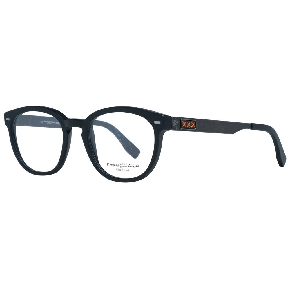 Ermenegildo Zegna Men's Optical Frames – Black Round Frame, 50mm