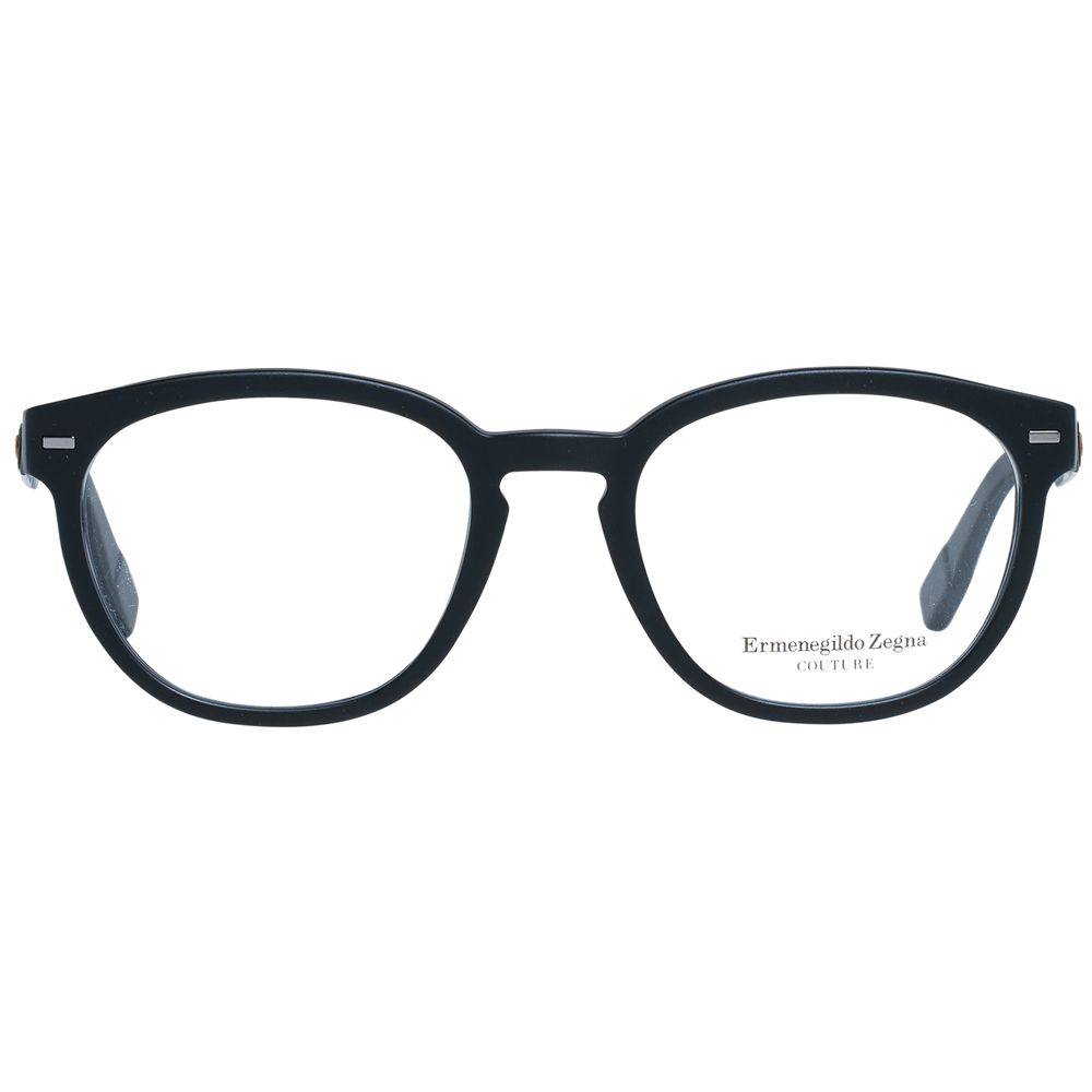 Ermenegildo Zegna Men's Optical Frames – Black Round Frame, 50mm