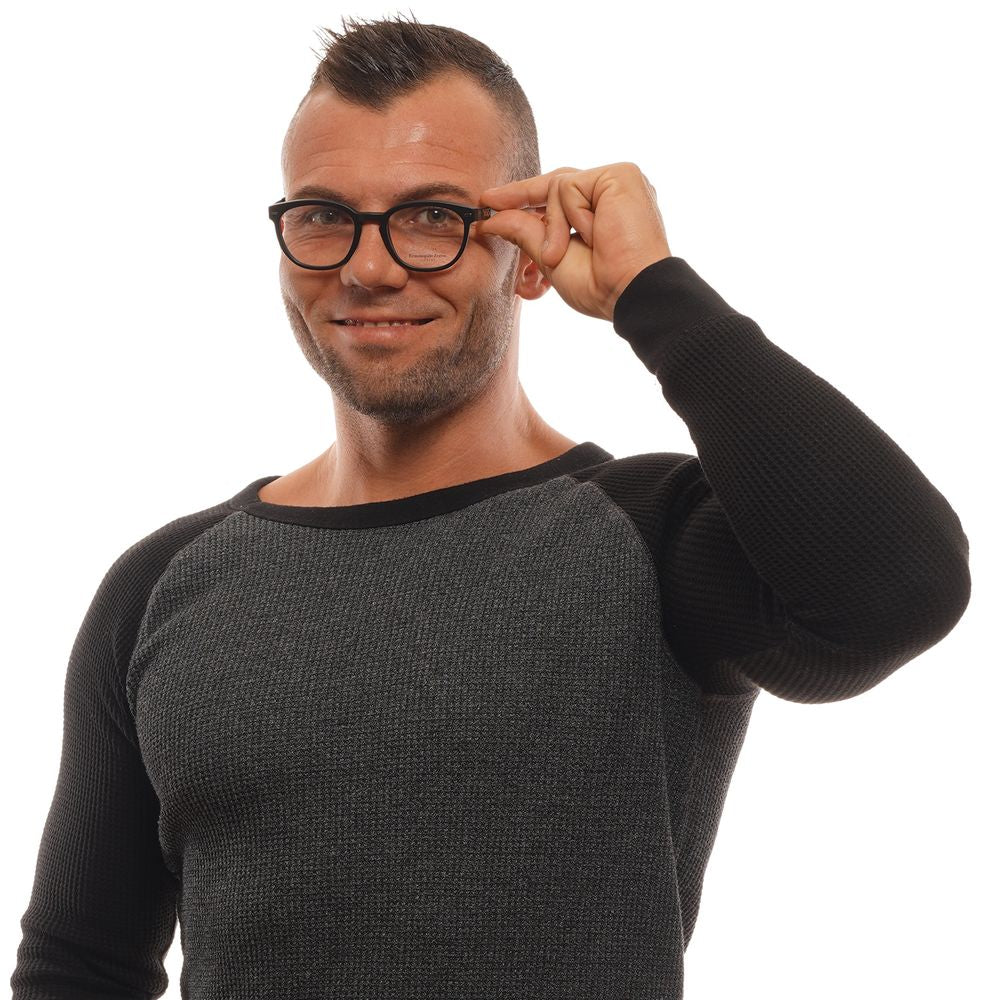 Ermenegildo Zegna Men's Optical Frames – Black Round Frame, 50mm
