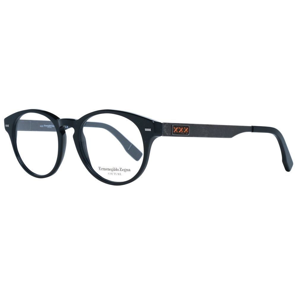 Ermenegildo Zegna Men's Optical Frames – Black Round Style, 49mm