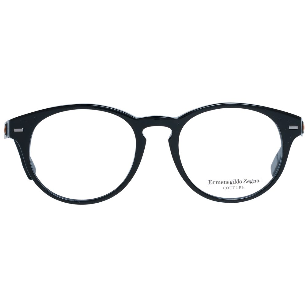 Ermenegildo Zegna Men's Optical Frames – Black Round Style, 49mm