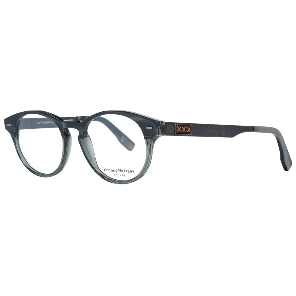 Ermenegildo Zegna Gray Men’s Optical Frames – Round Design