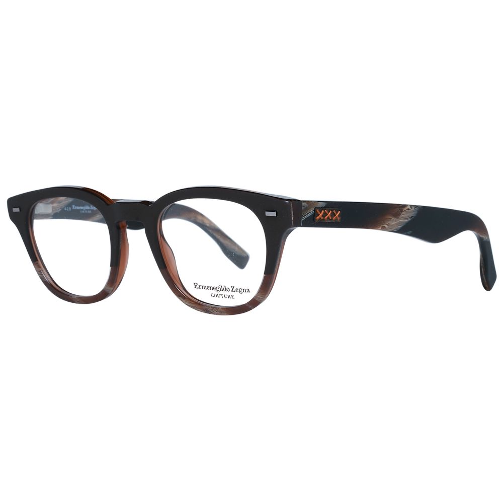 Ermenegildo Zegna Brown Men's Optical Frames – 48mm Trapezium