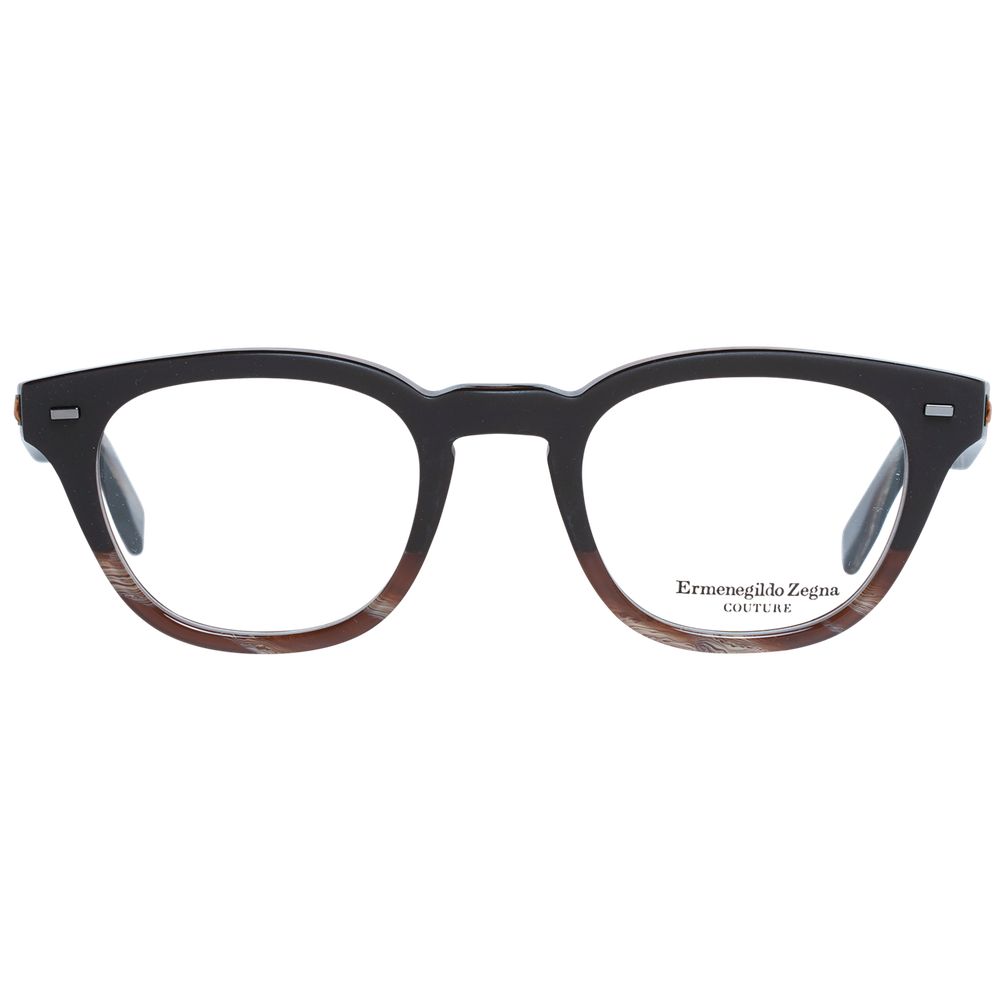 Ermenegildo Zegna Brown Men's Optical Frames – 48mm Trapezium