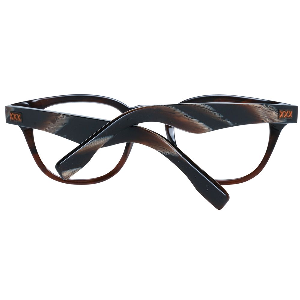Ermenegildo Zegna Brown Men's Optical Frames – 48mm Trapezium