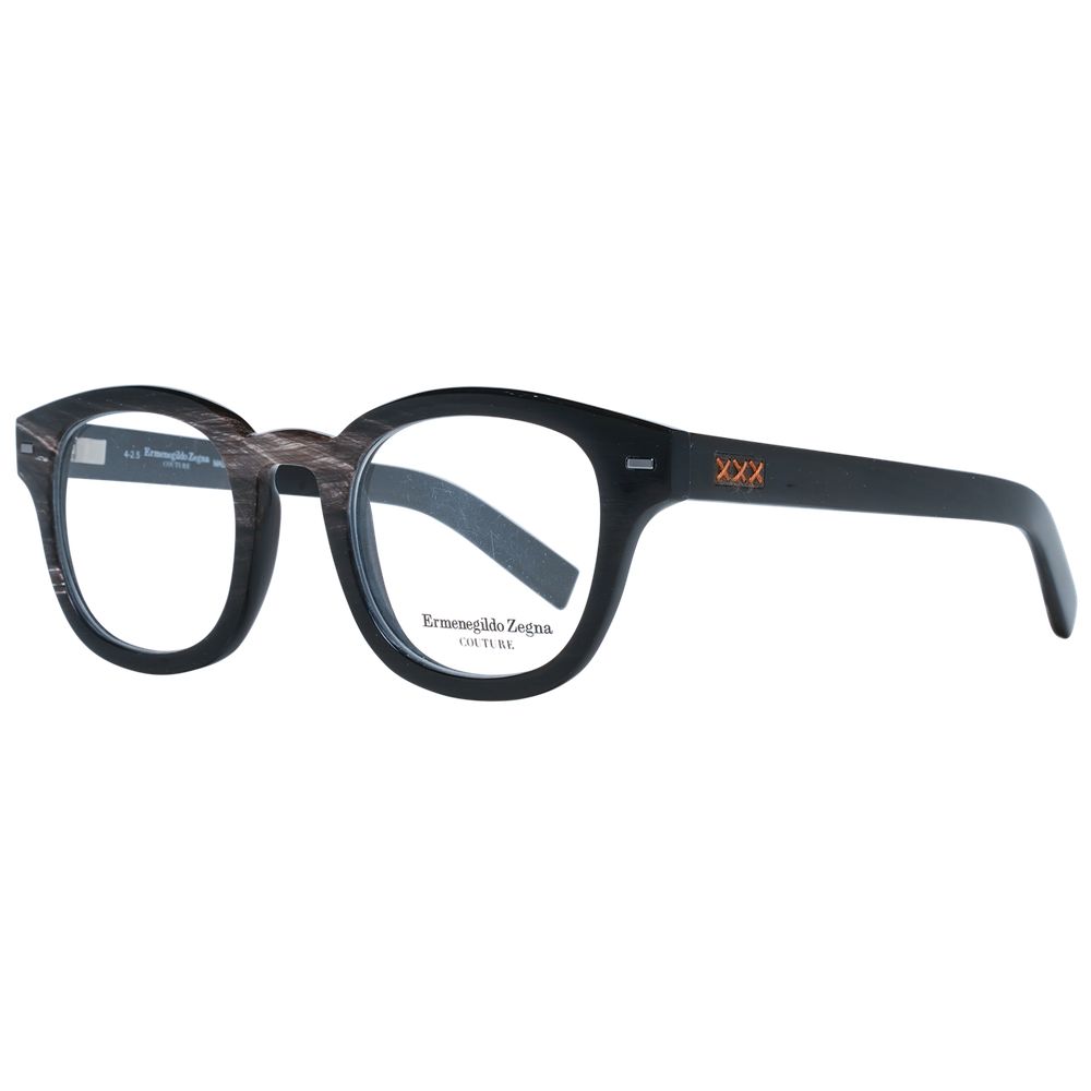 Ermenegildo Zegna Brown Men’s Optical Frames – Square Design