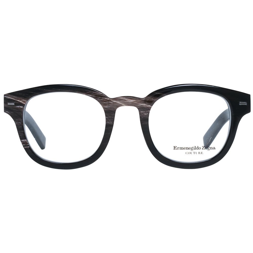 Ermenegildo Zegna Brown Men’s Optical Frames – Square Design