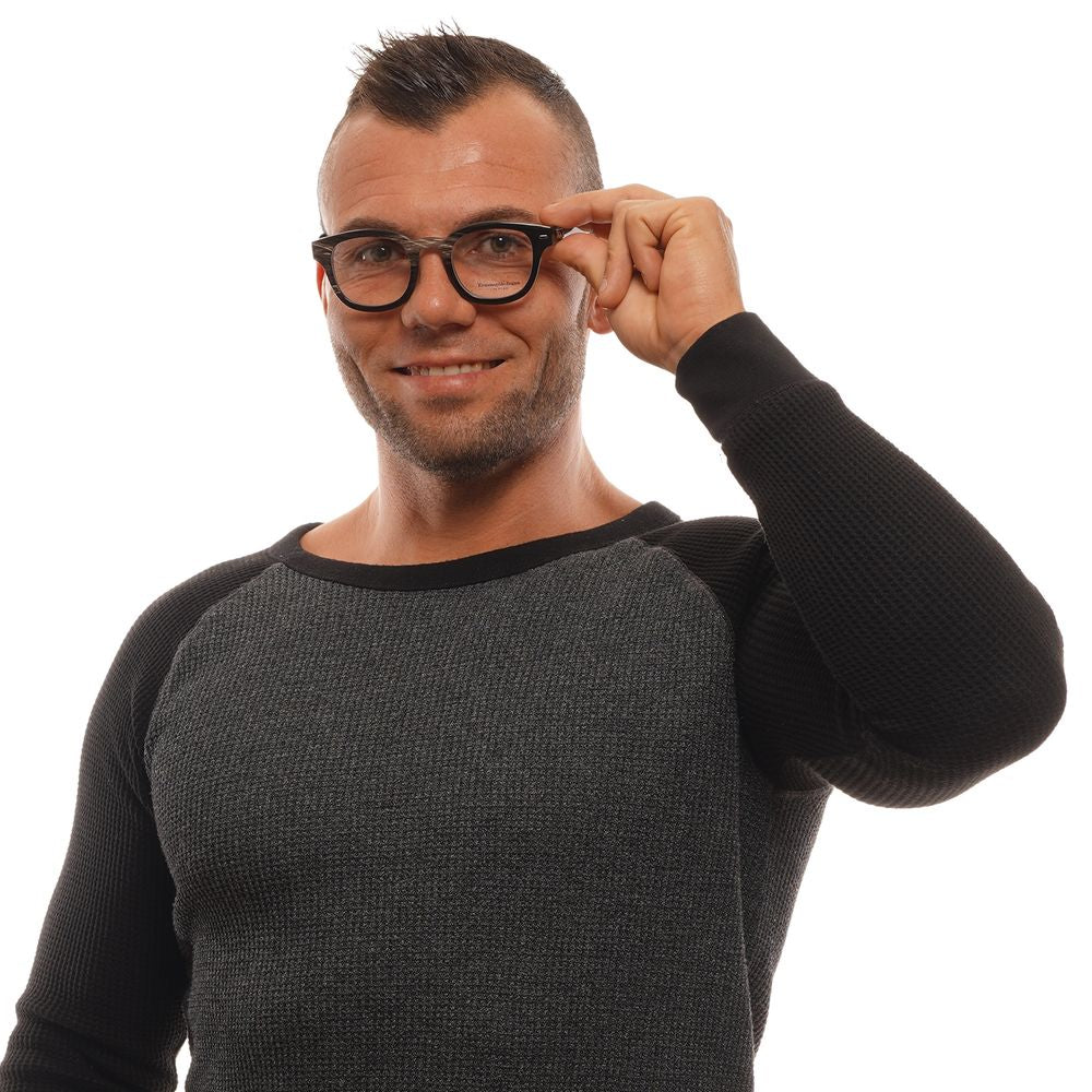 Ermenegildo Zegna Brown Men’s Optical Frames – Square Design