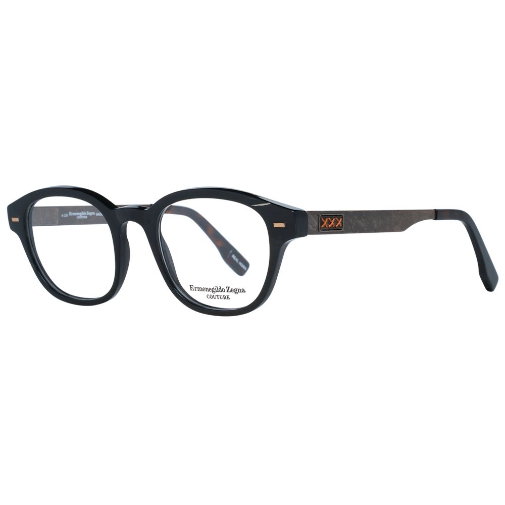 Ermenegildo Zegna Men’s Optical Frames – Black Round, 48mm