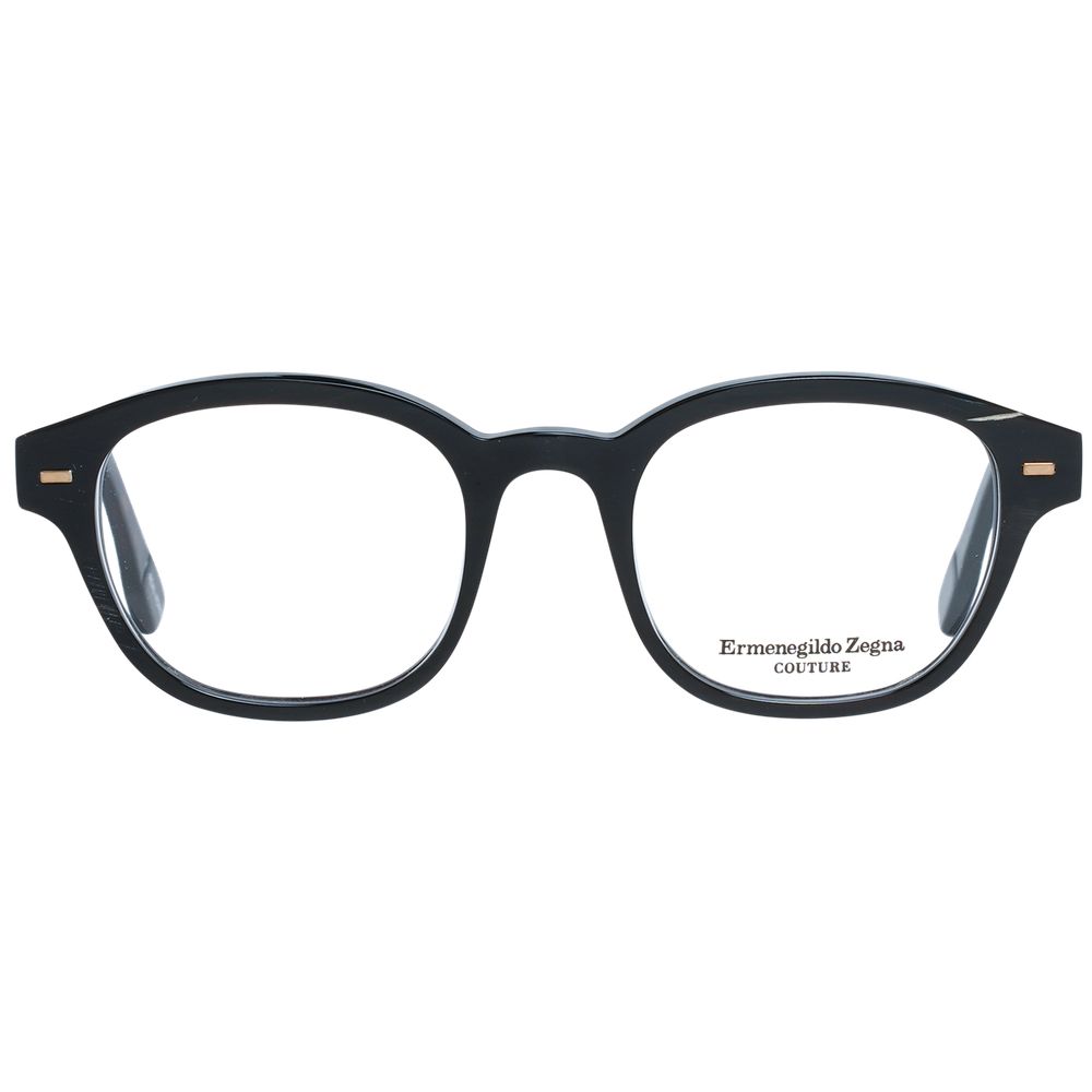 Ermenegildo Zegna Men’s Optical Frames – Black Round, 48mm