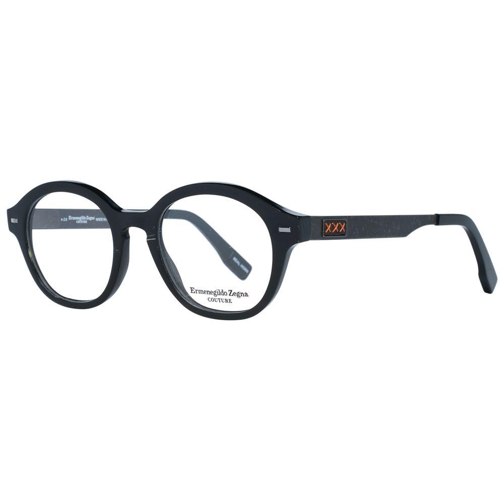 Ermenegildo Zegna Men’s Optical Frames – Black Round Design, 48mm