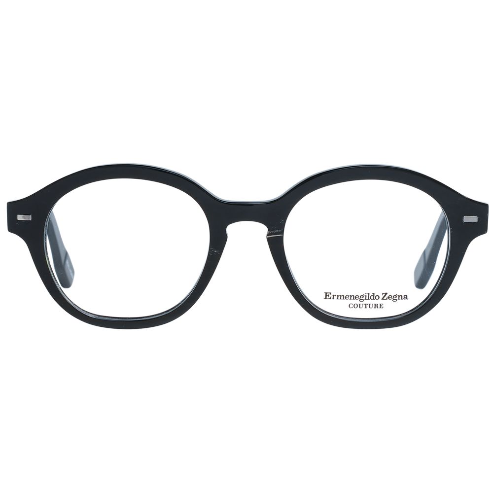 Ermenegildo Zegna Men’s Optical Frames – Black Round Design, 48mm
