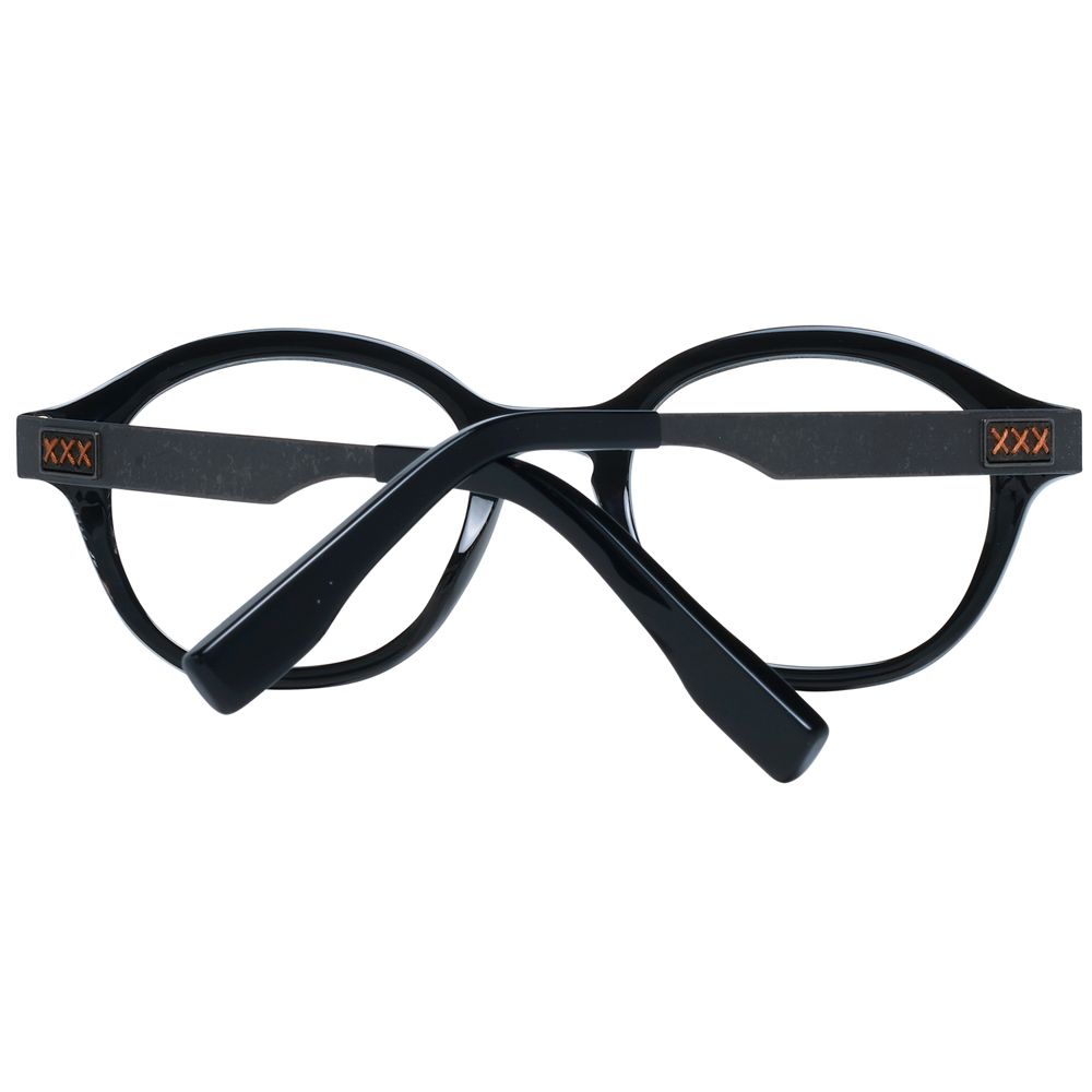 Ermenegildo Zegna Men’s Optical Frames – Black Round Design, 48mm