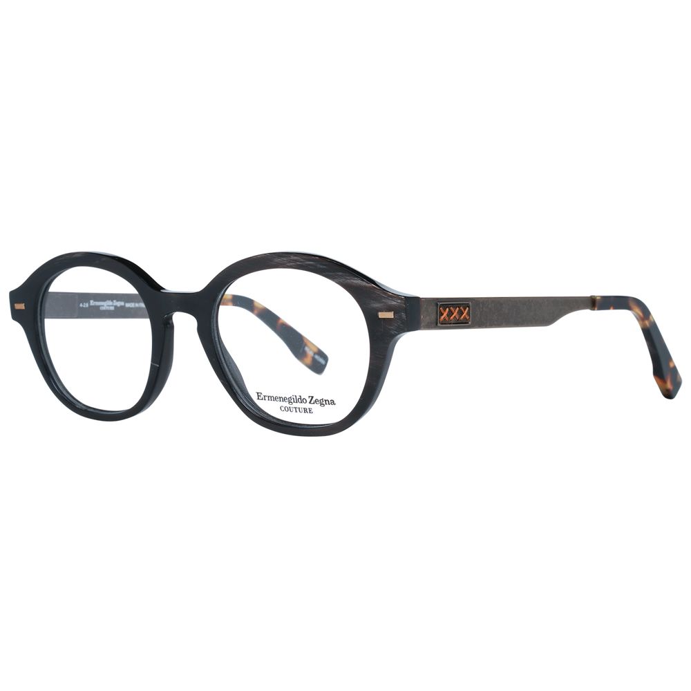 Ermenegildo Zegna Brown Men’s Optical Frames – Round Style