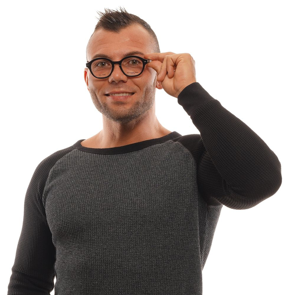 Ermenegildo Zegna Men’s Optical Frames – Black Round Design, 48mm