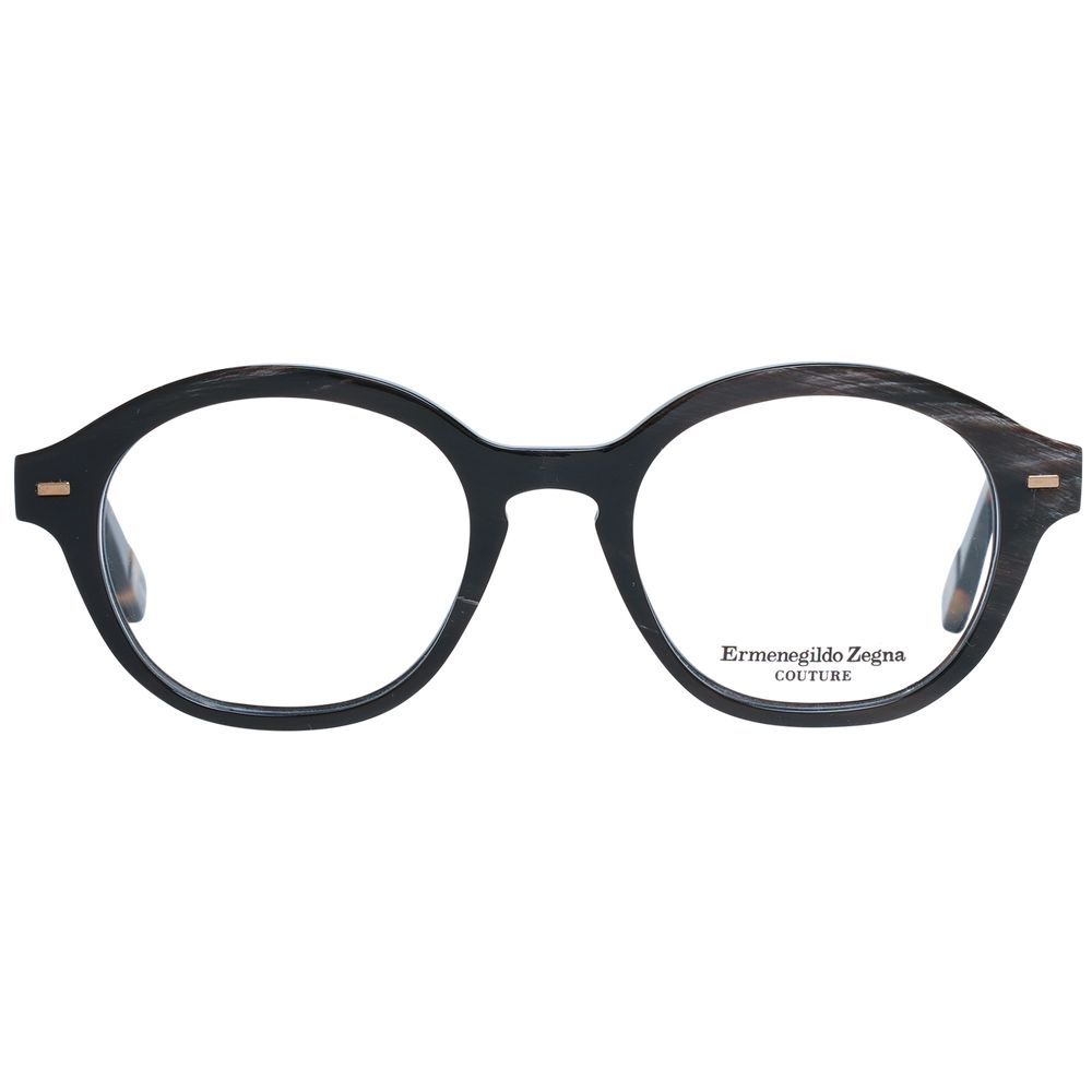 Ermenegildo Zegna Brown Men’s Optical Frames – Round Style