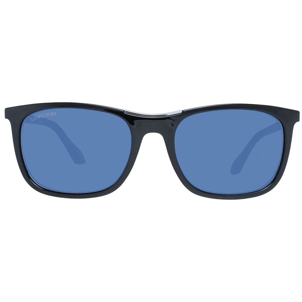 Longines Black Rectangle Sunglasses with Blue Lenses for Men