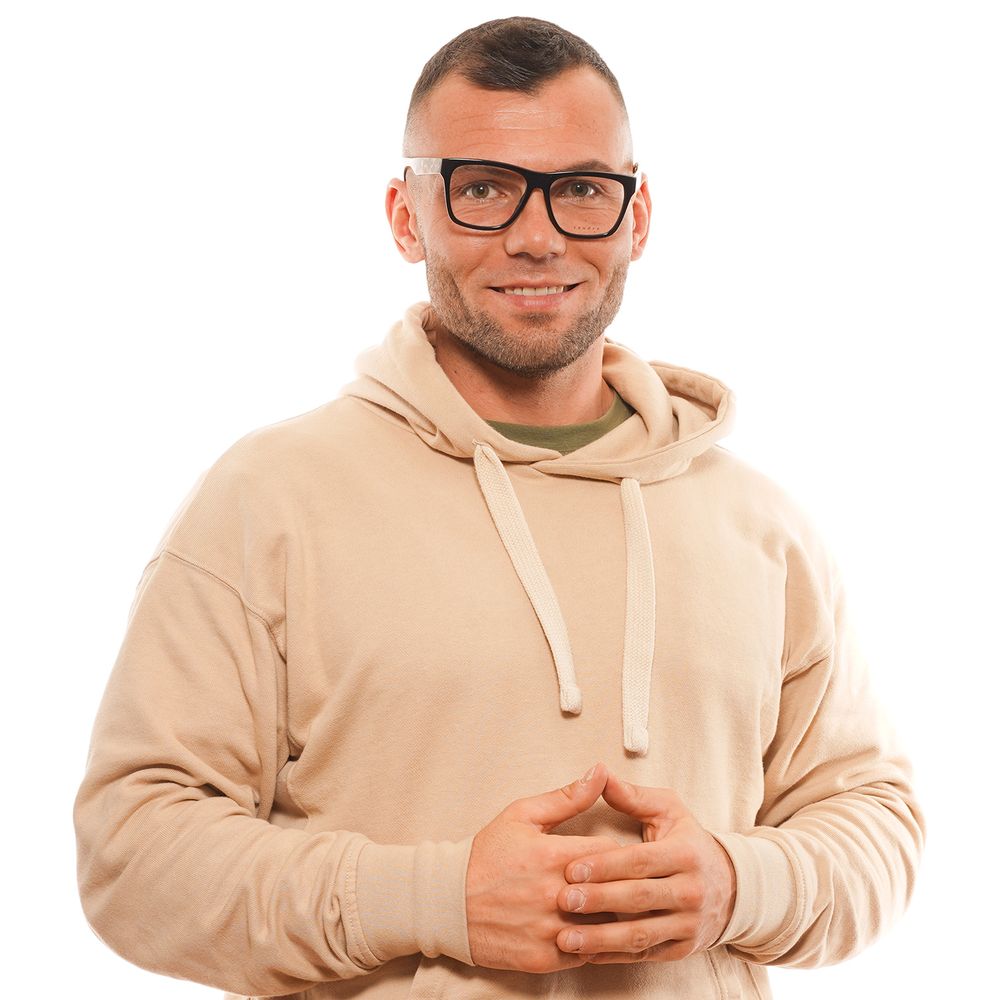 Sandro Black Men’s Optical Glasses – Trapezium Full-Rim Frame
