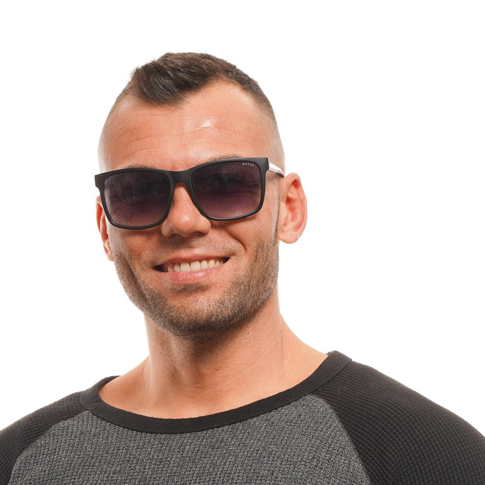 Guess Men’s Sunglasses – Black Square Frame with Grey Mirrored Lenses, 60mm
