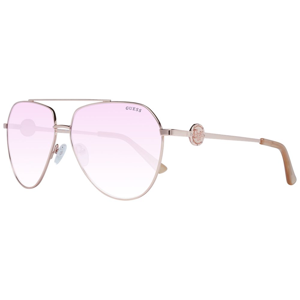 Guess Women’s Rose Gold Sunglasses – Aviator Frame with Burgundy Gradient Lenses, 62mm