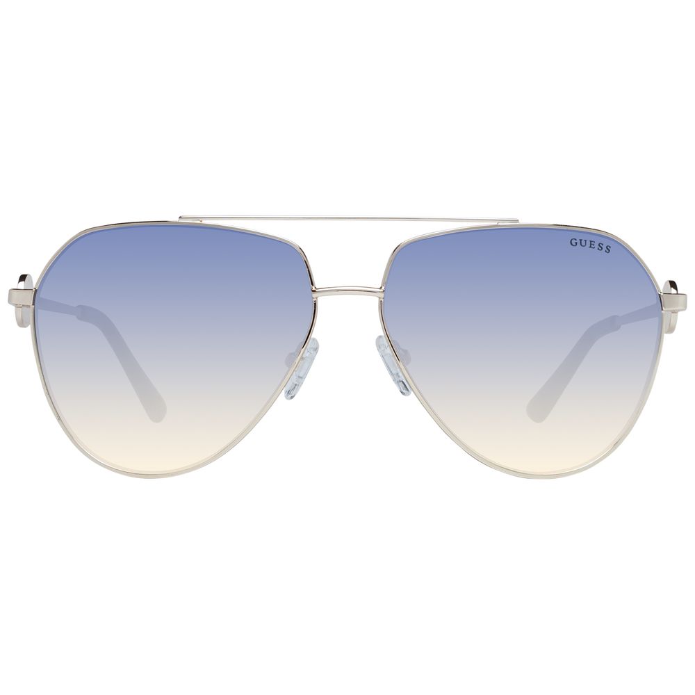 Guess Women’s Sunglasses – Gold Aviator Frame with Blue Gradient Lenses, 62mm