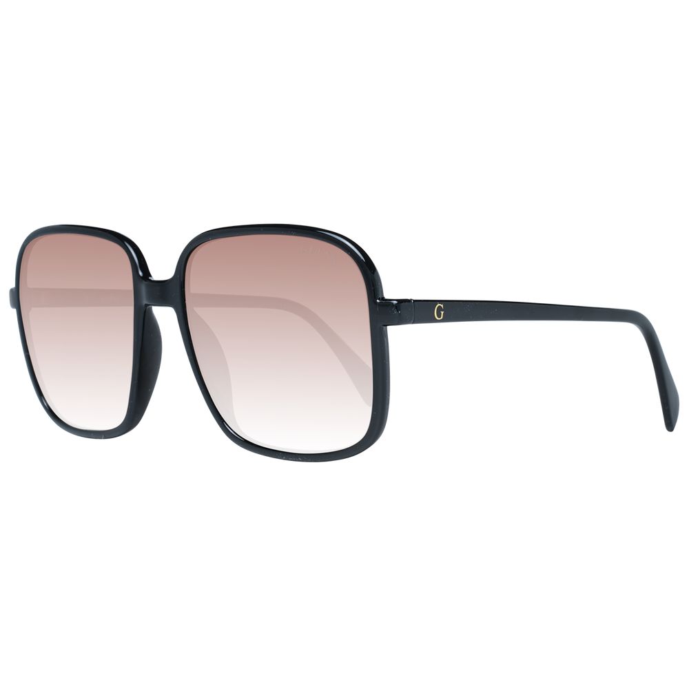 Guess Women’s Square Sunglasses – Black Plastic Frame with Brown Gradient Lenses, 57mm