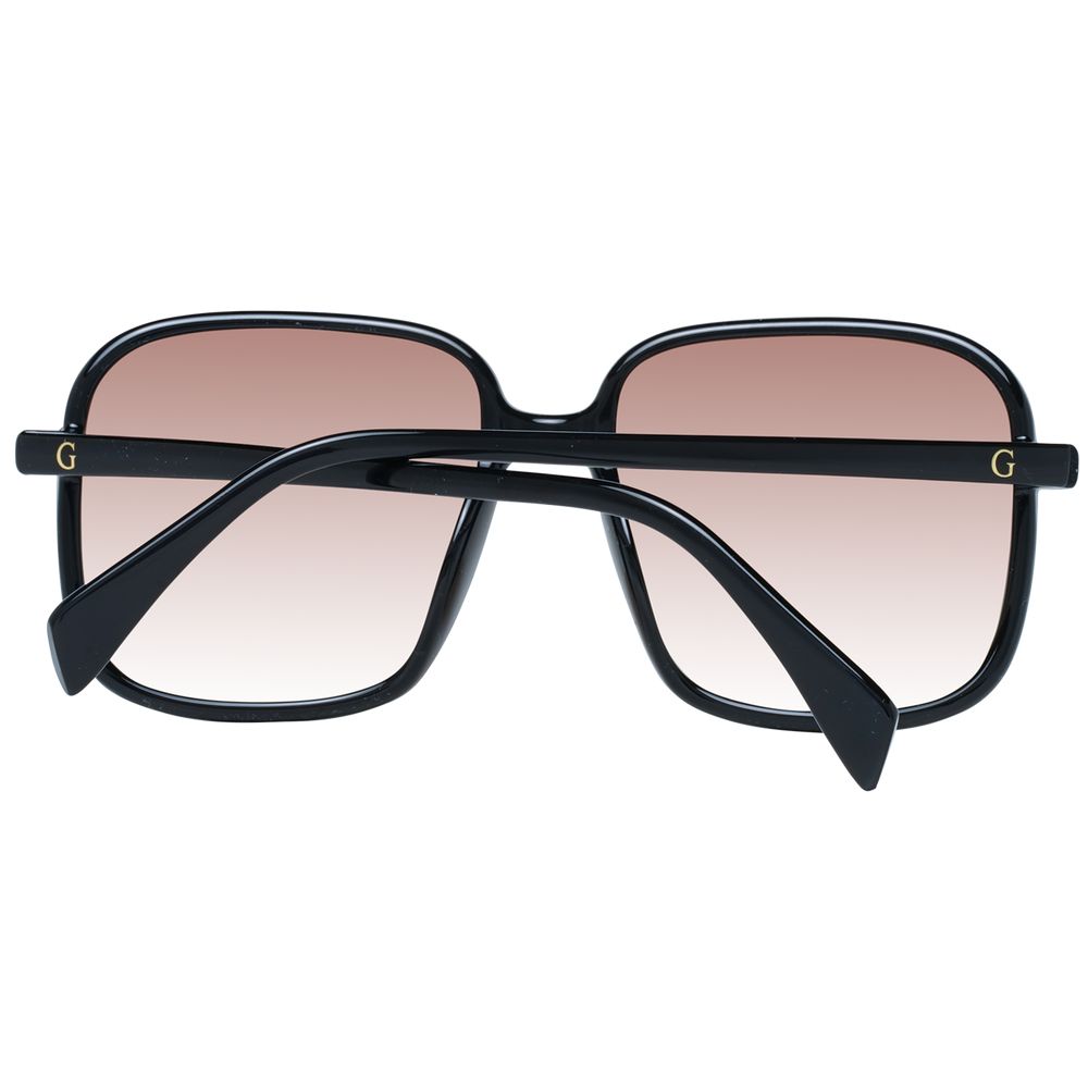 Guess Women’s Square Sunglasses – Black Plastic Frame with Brown Gradient Lenses, 57mm