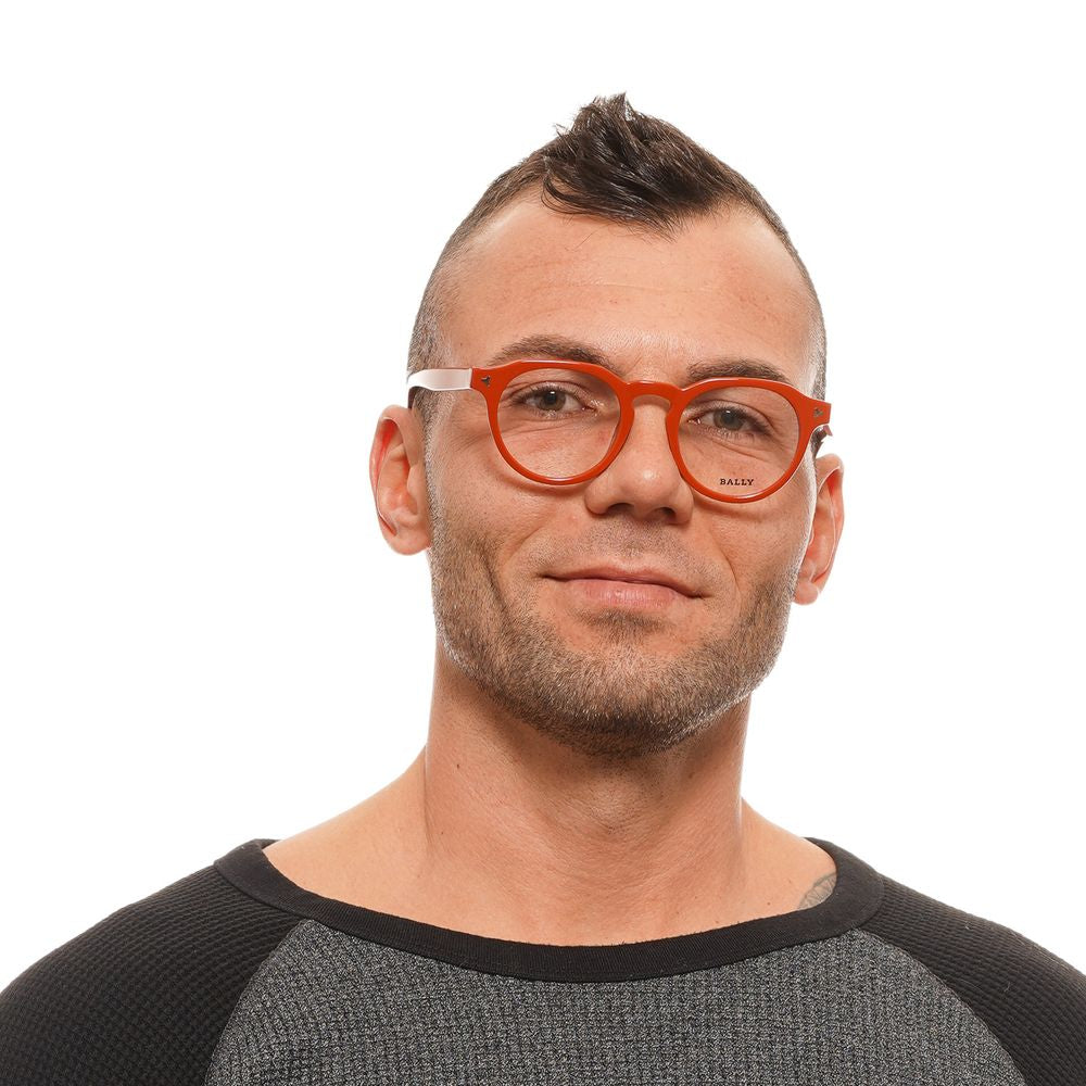 Bally Orange Men’s Optical Frames – Round Full-Rim Style