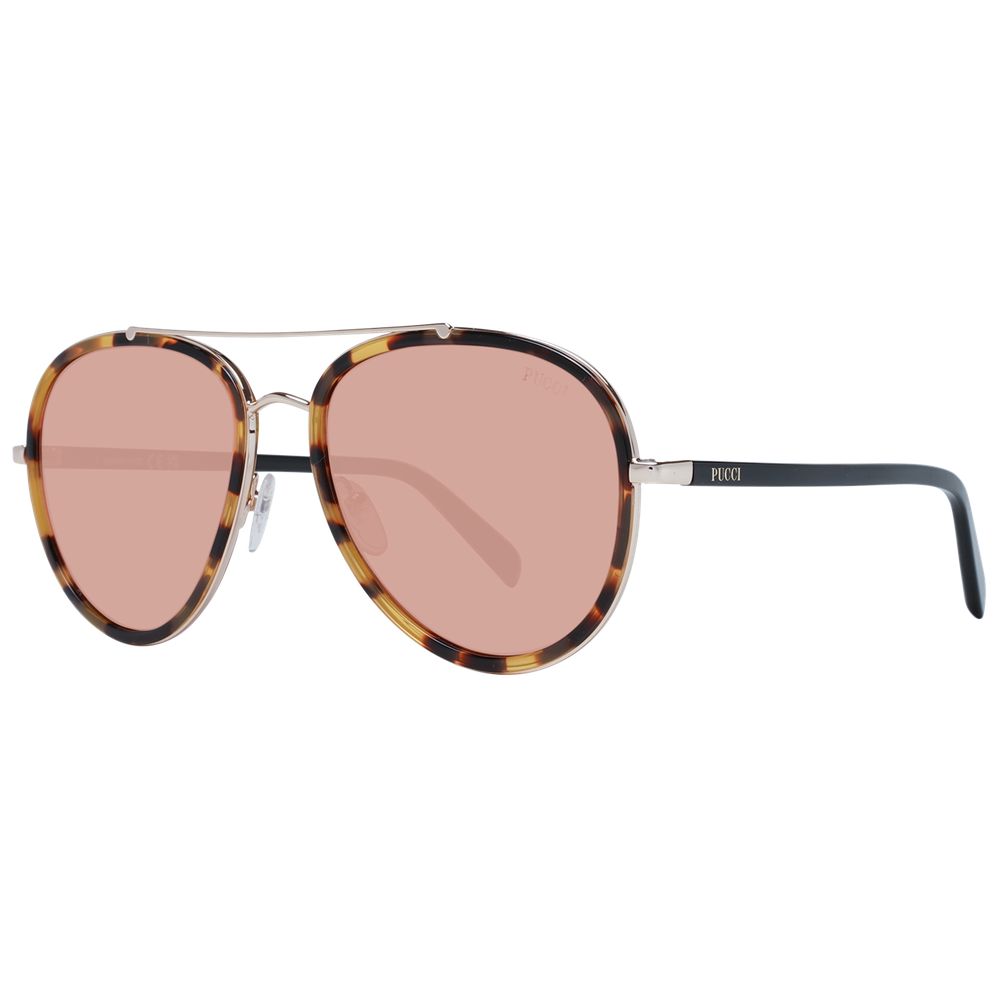 Emilio Pucci Women’s Sunglasses – Brown Aviator Frame with Mirrored Lenses, 57mm