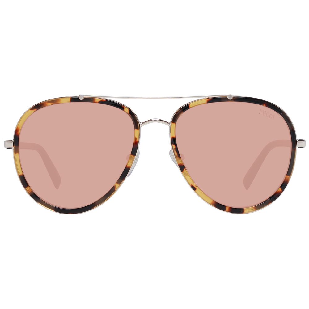 Emilio Pucci Women’s Sunglasses – Brown Aviator Frame with Mirrored Lenses, 57mm