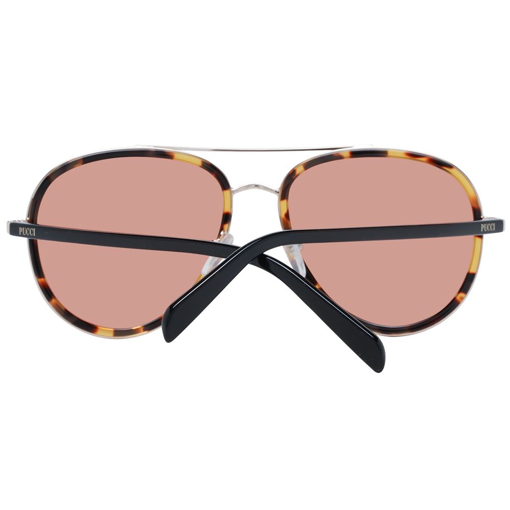 Emilio Pucci Women’s Sunglasses – Brown Aviator Frame with Mirrored Lenses, 57mm