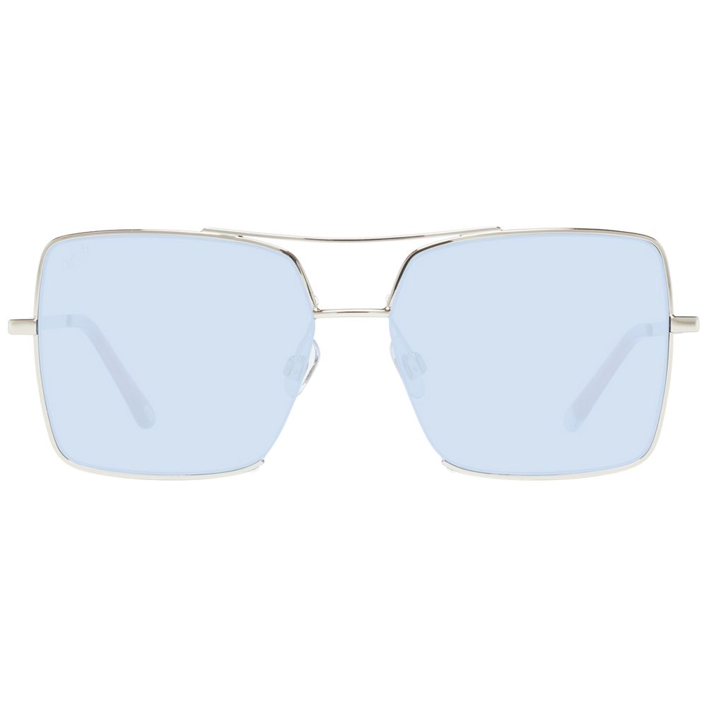 Web Gold Women Square Sunglasses with Blue Lenses