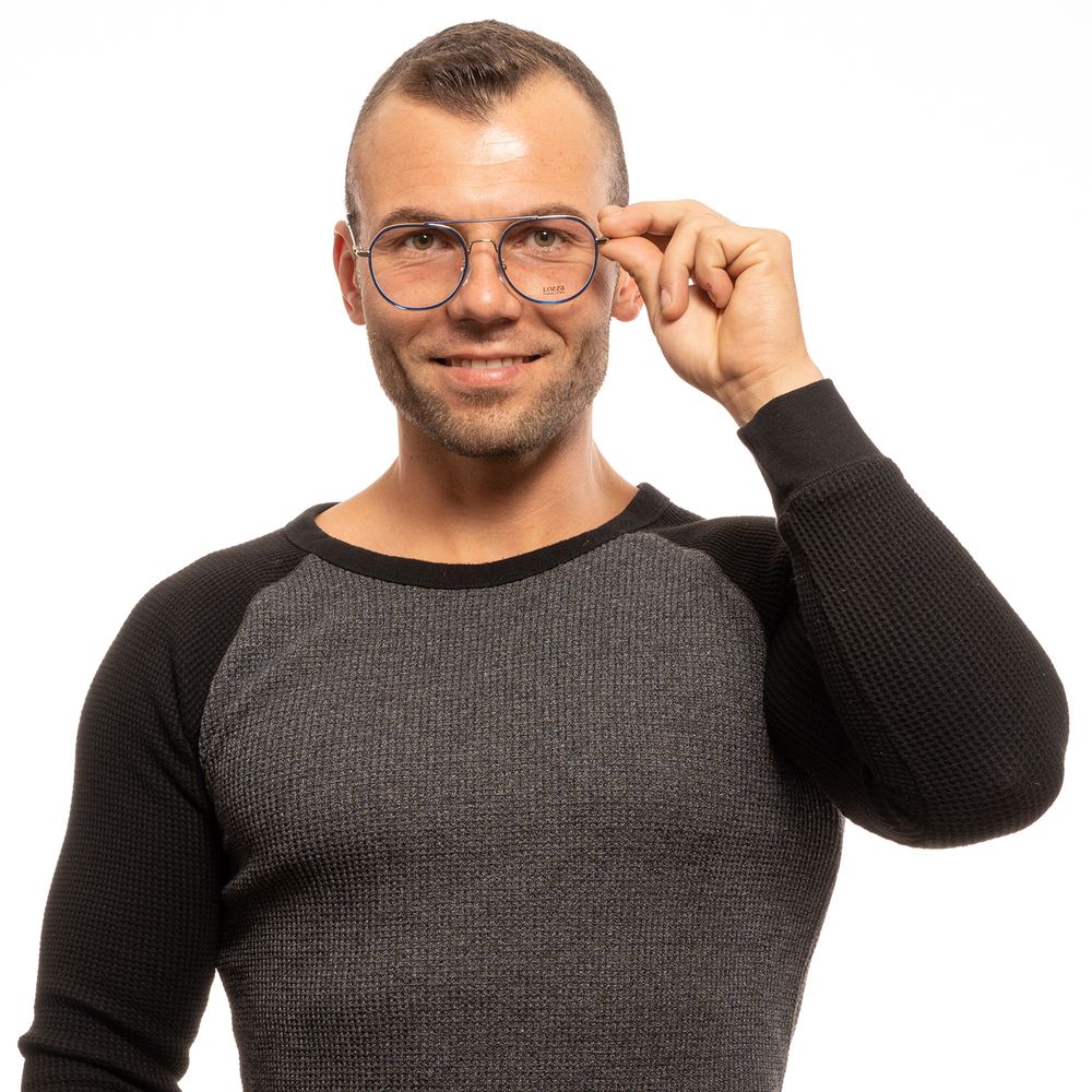 Lozza Blue Men’s Optical Frames – Square Full-Rim, 53mm