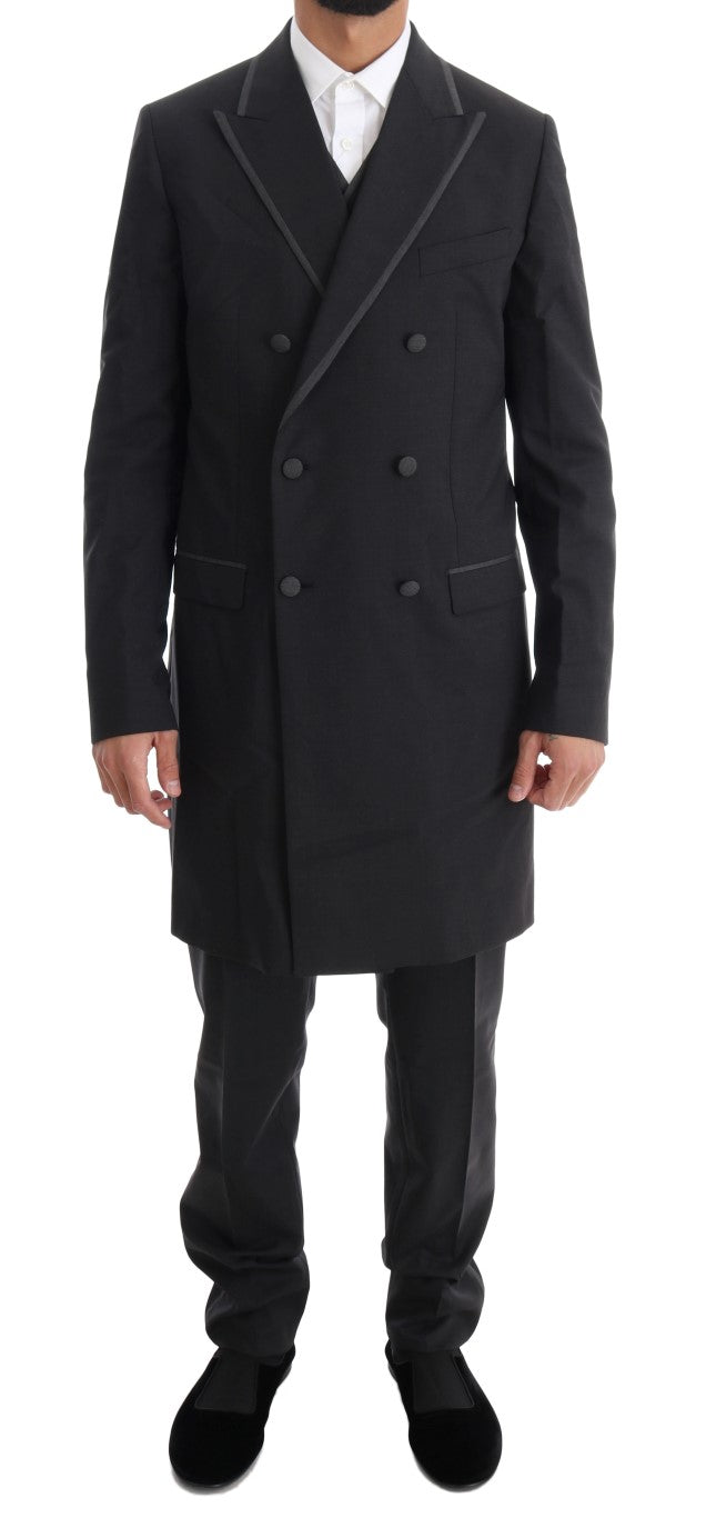 - Elegant Gray Double Breasted Wool Suit