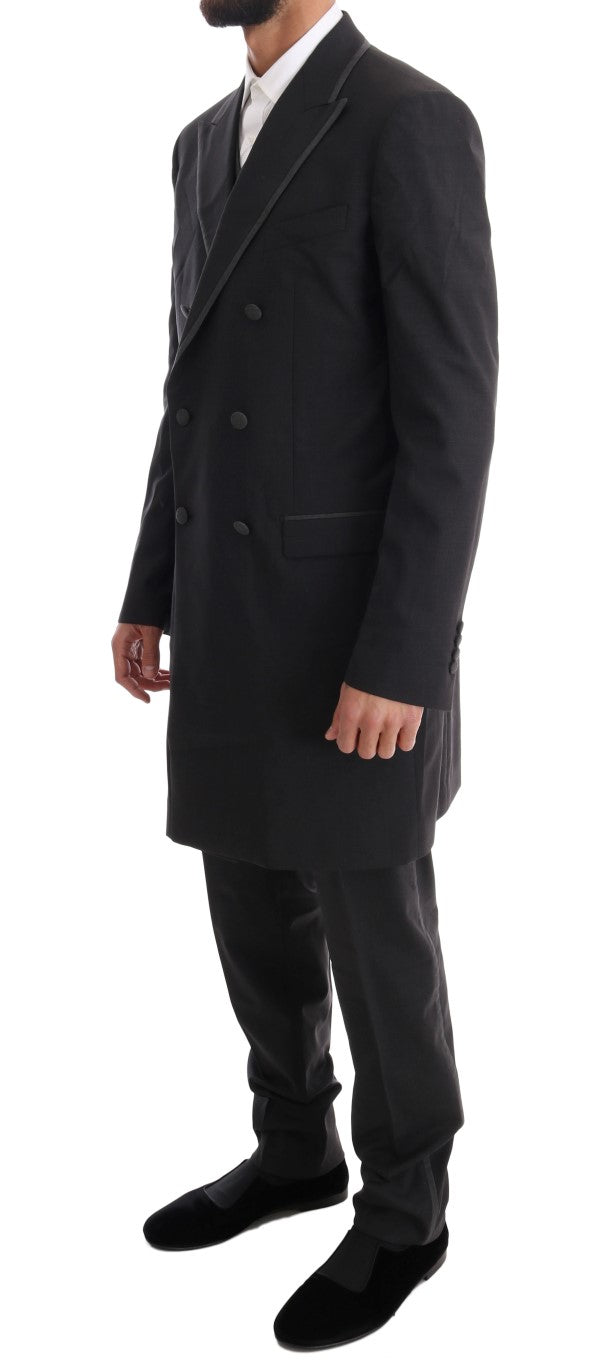 - Elegant Gray Double Breasted Wool Suit