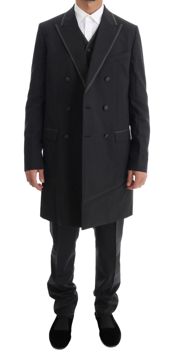 - Elegant Gray Double Breasted Wool Suit