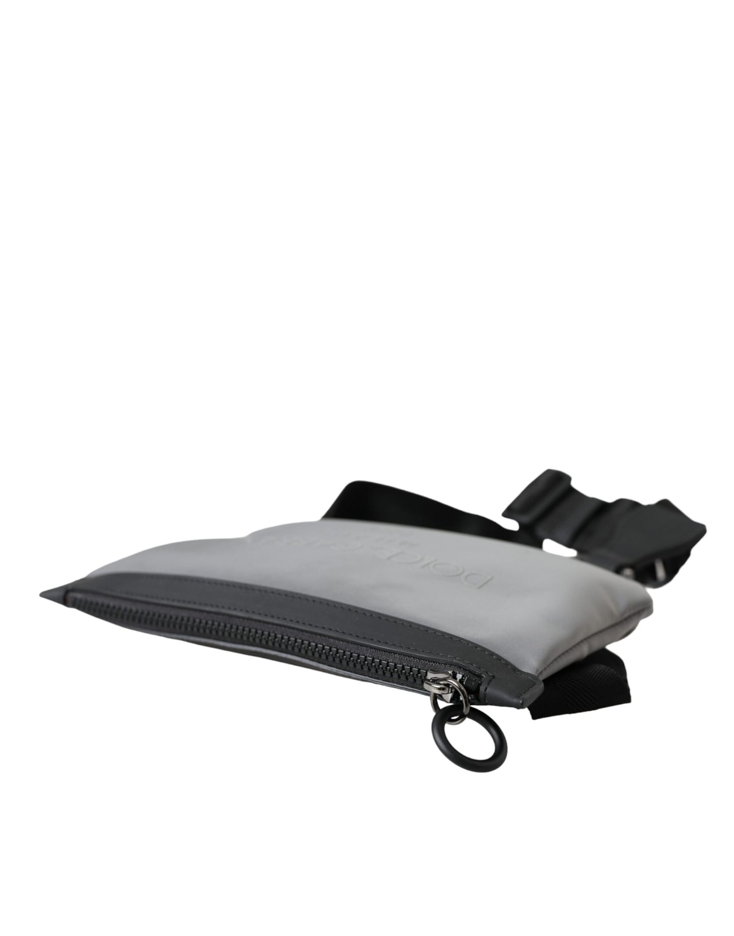 - Gray Neoprene Logo Zip Waist Fanny Pack Belt Pouch Bag