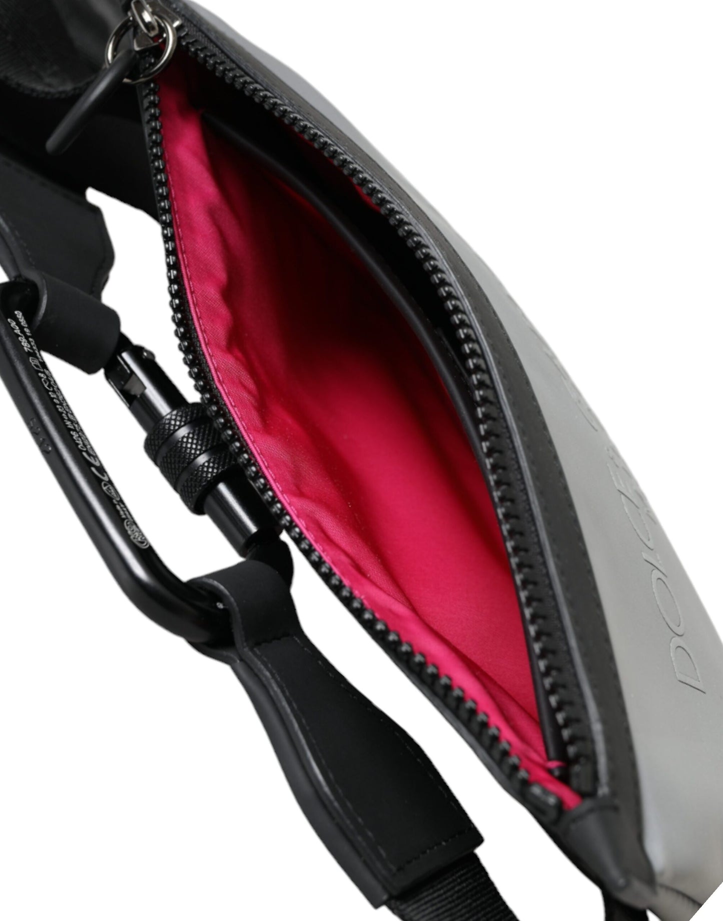 - Gray Neoprene Logo Zip Waist Fanny Pack Belt Pouch Bag