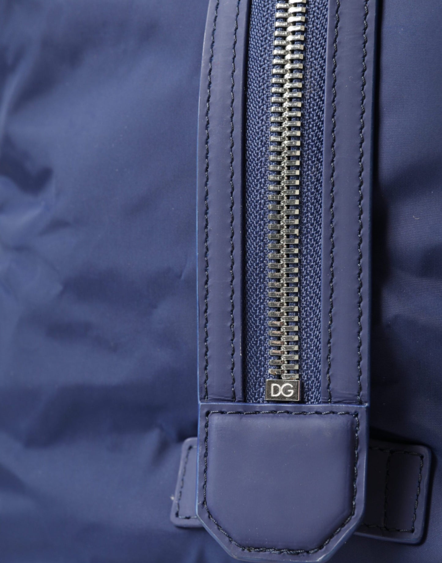 - Blue Nylon Calfskin Hand Shoulder Duffel Bag