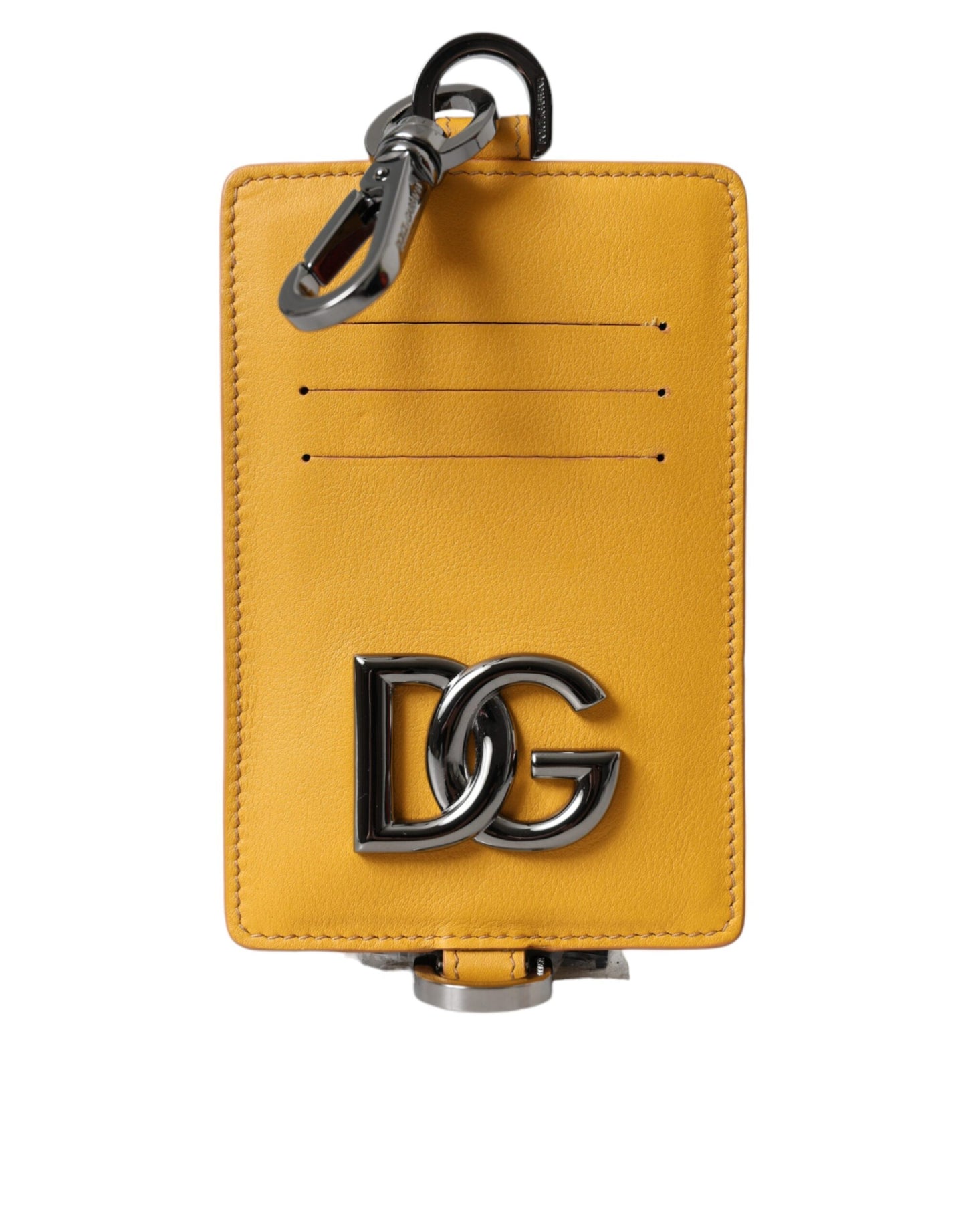 - Orange Calf Leather Credit Card Holder Clip On Wallet