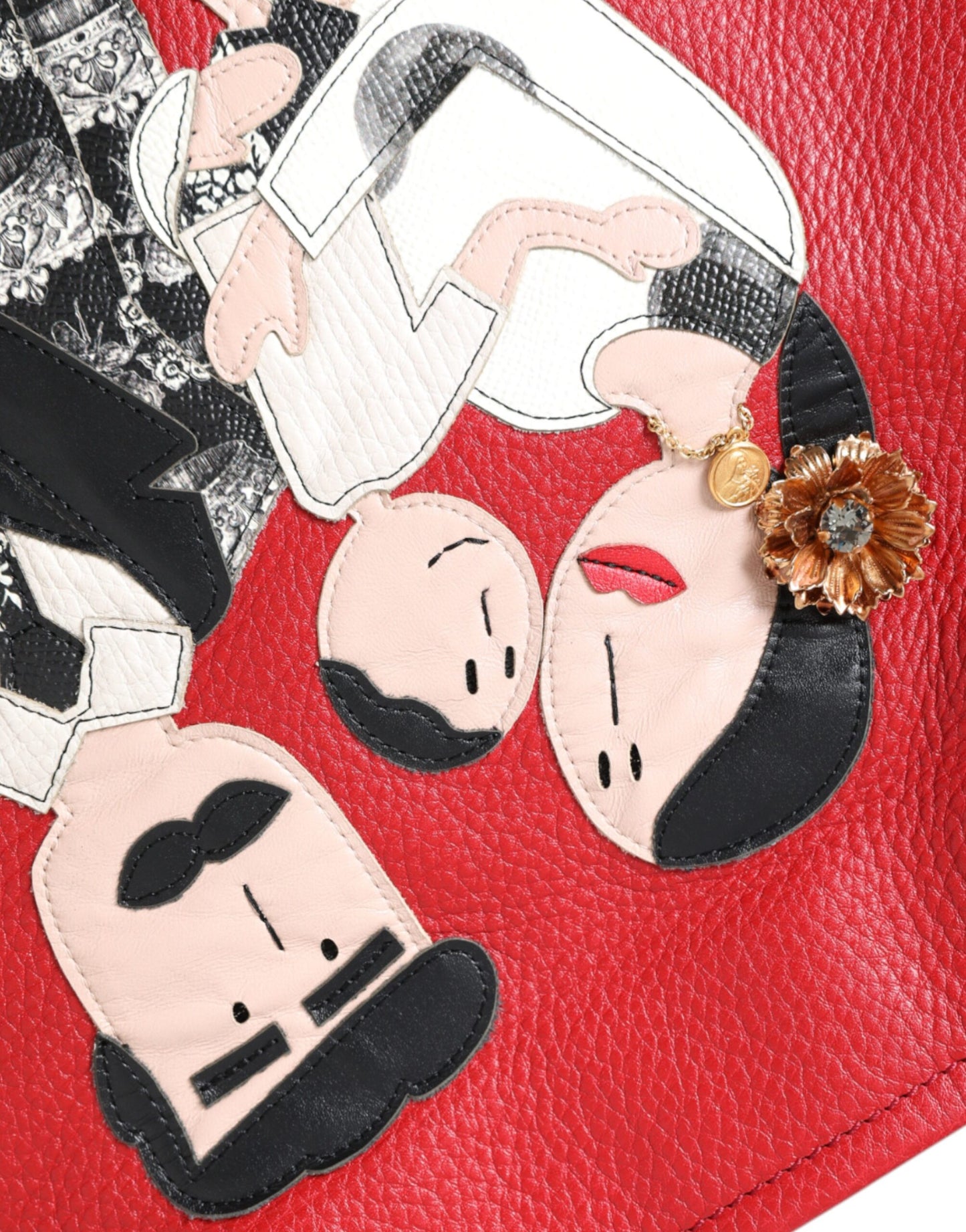 - Red Leather #DGFamily Patch Shopping Tote Bag