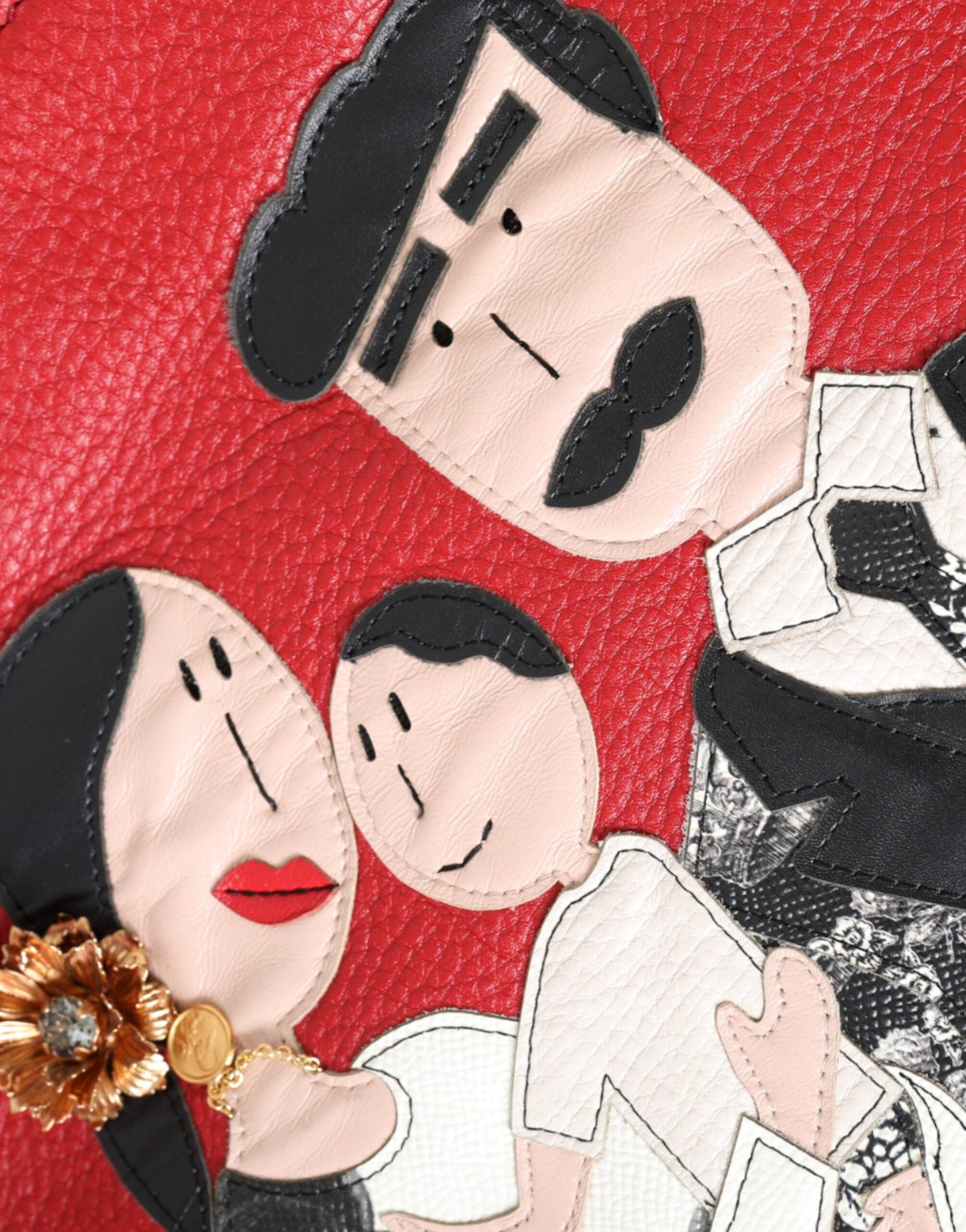 - Red Leather #DGFamily Patch Shopping Tote Bag