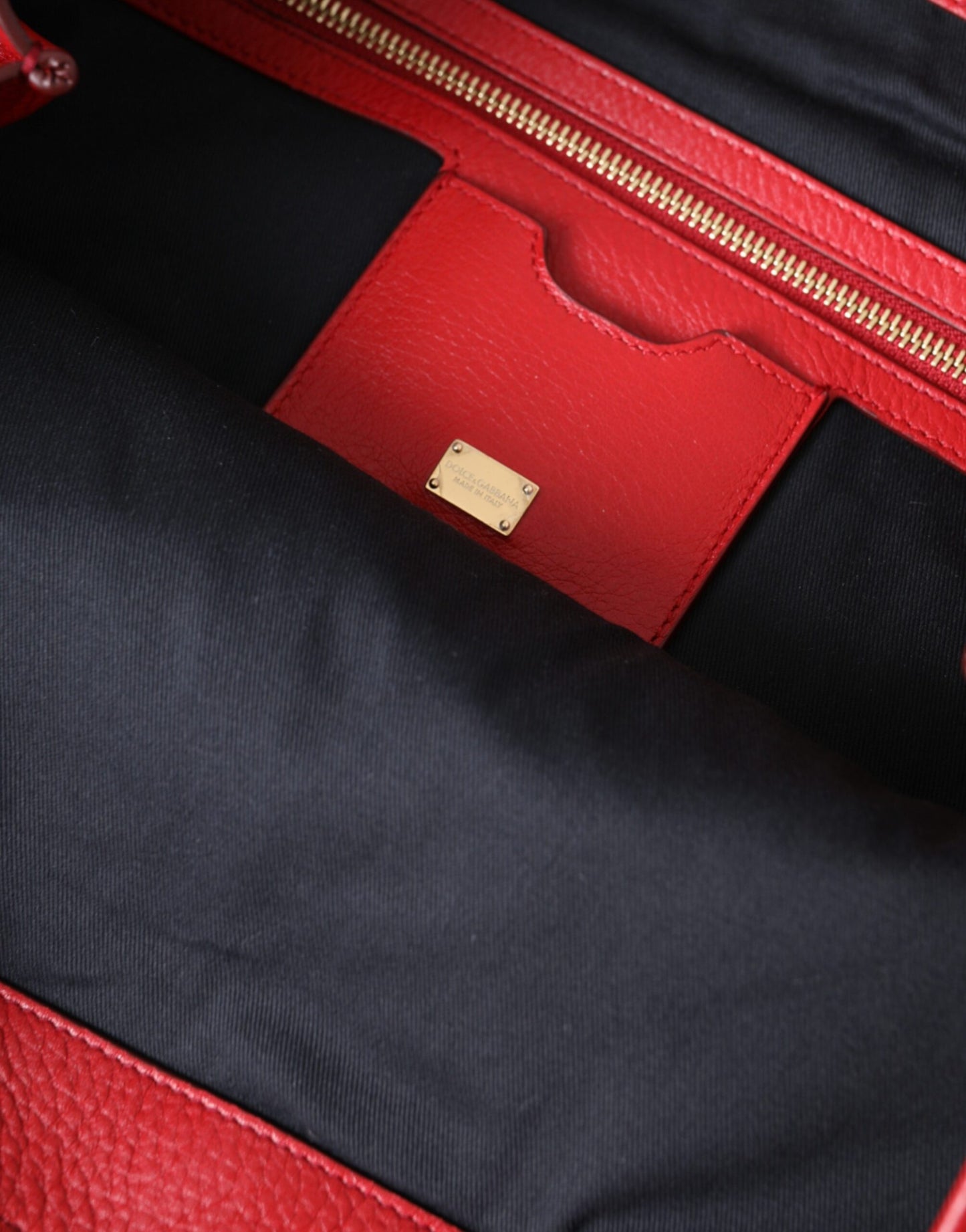 - Red Leather #DGFamily Patch Shopping Tote Bag