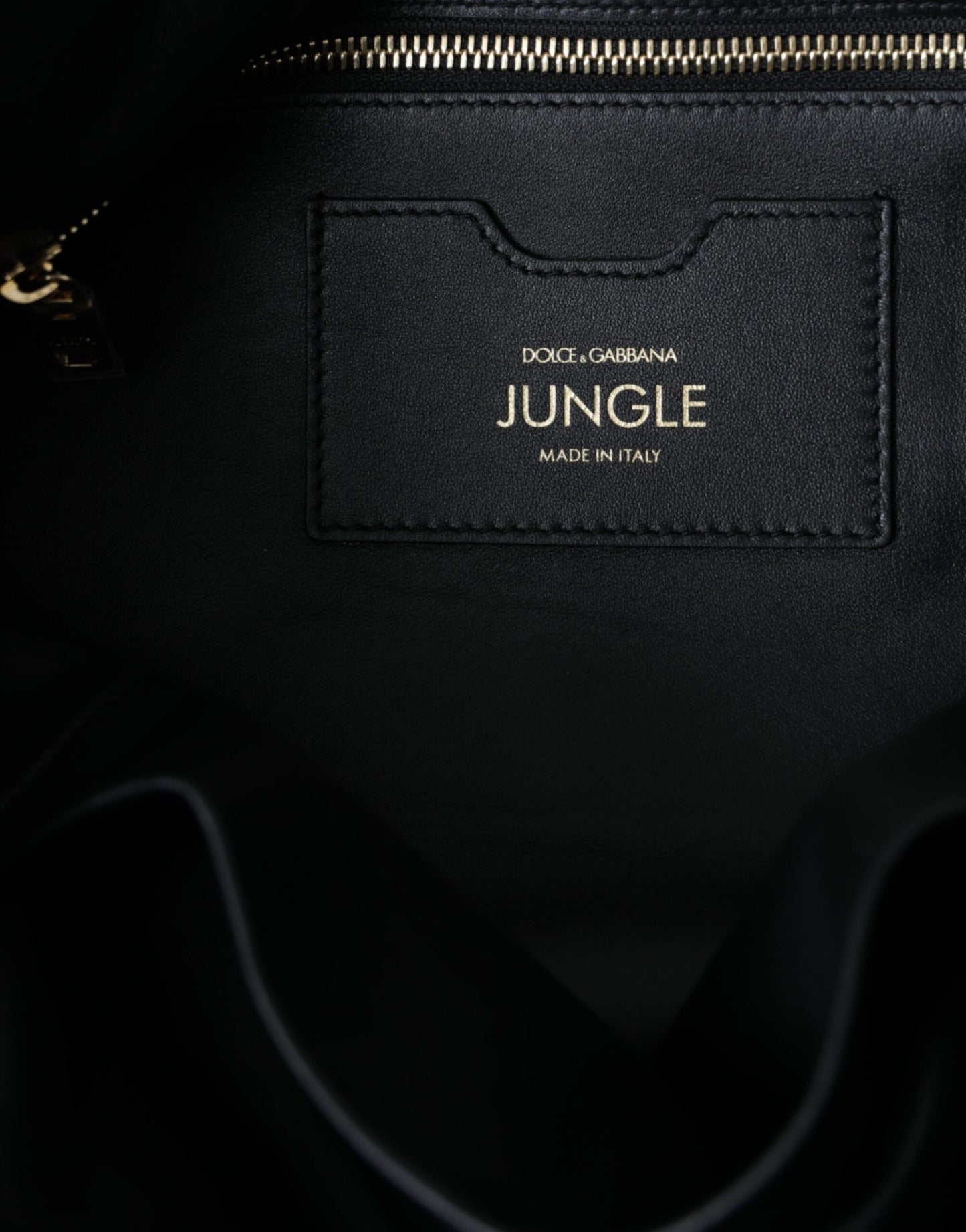 - Black Leather JUNGLE Quilted Shopping Tote Bag